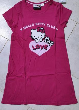 Ночнушка на девочку hello kitty, домашнее хлопковое платье