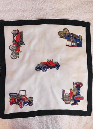 Винтажный шелковый платок ретро автомобили