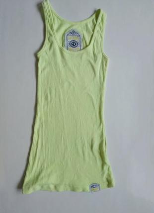 Салатовая длинная майка superdry orange sewn basics фирменная брендовая футболка жіноча салатова