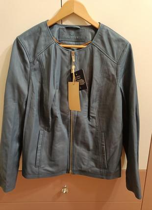 Кожаная (кожа мягкая ) брендовая куртка strandfein, на подкладке, приятного оливкого цвета, размеры2 фото