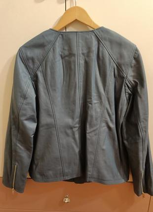 Шкіряна (шкіра мяка ) брендова куртка strandfein, на підкладці, приємного оливкоого кольору, розміри4 фото