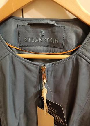 Шкіряна (шкіра мяка ) брендова куртка strandfein, на підкладці, приємного оливкоого кольору, розміри5 фото