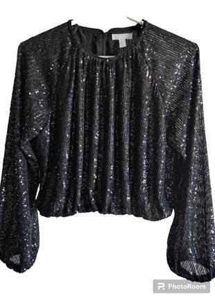 Яркая блуза в пайетках h&m