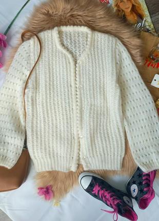 Молочный нежный свитер,кардиган облачко,мохер6 фото