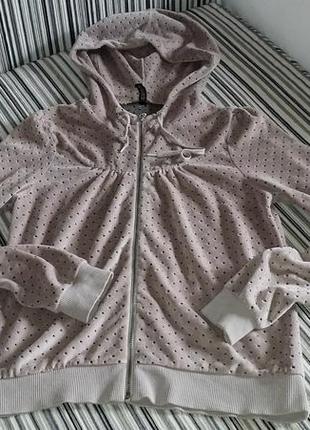 Серое велюровое худи с капюшоном от h&m, размер 40 2