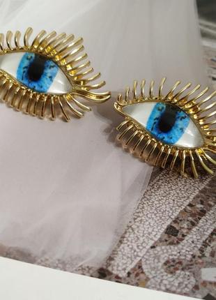 Сережки око єгипетські кульчики під золото скіапареллі  очі9 фото