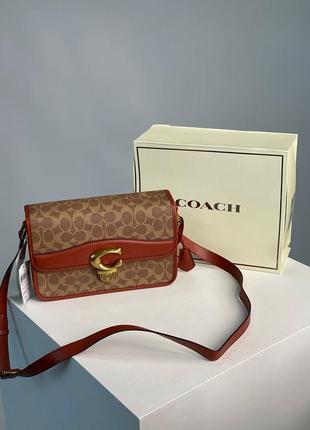 👜 coach signature logo refined calf leather studio crossbody bag2 фото