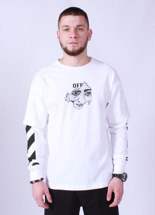 Лонгслив off-white diag gazer double sleeve t-shirt white