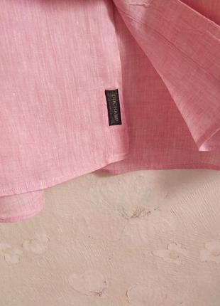 Мужская летняя льняная рубашка duchamp, розовая, лен5 фото