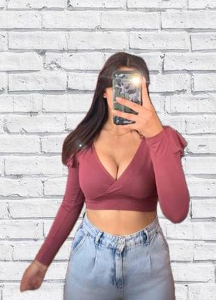 Кофтинка на зав'язках, трендовий топ з рукавом