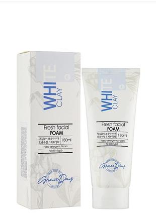 Пенка для умывания лица с белой глиной grace day white clay fresh facial foam1 фото