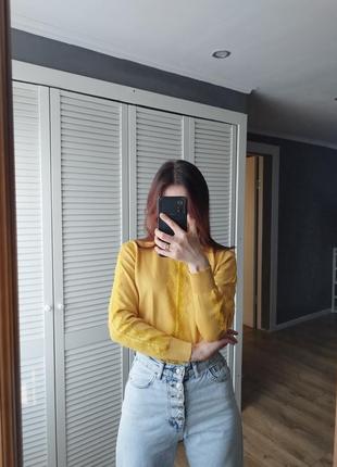 Кофта с кружевом, мирер желтого цвета, пуловер4 фото