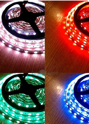 Світлодіодна стрічка 12v smd 5050 60led ip20 rgb 14.4w 1метр2 фото