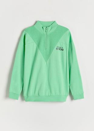 Reserved лонгслів oversize зелена кофта світшот на замку на хлопчика