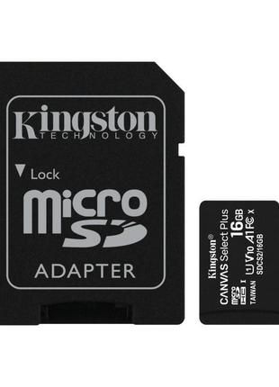 Карта пам'яті kingston 16gb microsdhc c10 uhs-i r100mb/s + sd