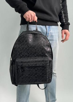 👜 coach charter backpack in signature leather black