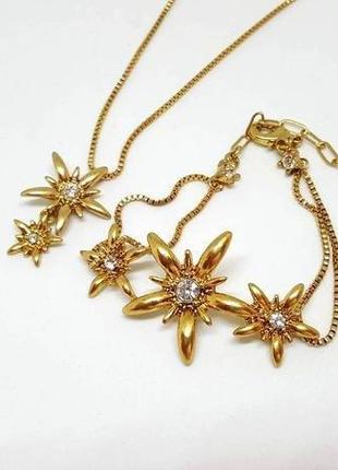 Ланцюжок позолочена з кулоном квіти pilgrim данія елітна ювелірна біжутерія7 фото