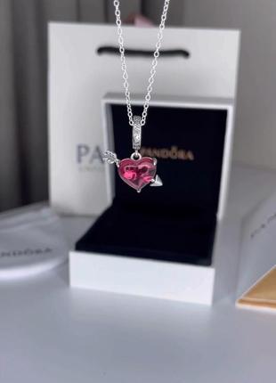 Намисто pandora  "червоне серце і стріла"