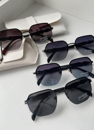 Безоправочные солнцезащитные солнечные темные prada прада поляризованные очки от солнца, очки подароид полароид с поляризацией4 фото