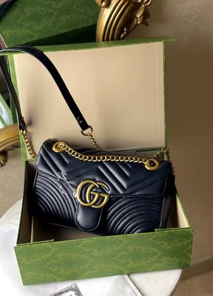 Натуральная кожа gucci marmont medium bag / полный комплект: брендовая коробка, брючин