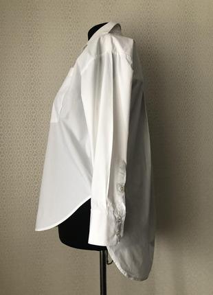 Стильная белая рубашка оверсайз из хрустящего хлопка от reserved, размер l (реально до 3xl)4 фото