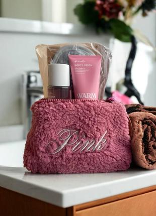 Подарунковий набір пінк вікторія сікрет косметичка gift set pink victoria’s secret. оригінал