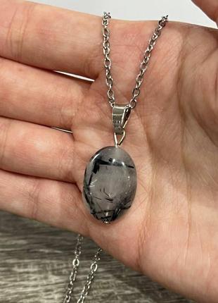 Натуральний камінь турмаліновий кварц кулон у формі краплі на брелоку - оригінальний подарунок хлопцю дівчині6 фото