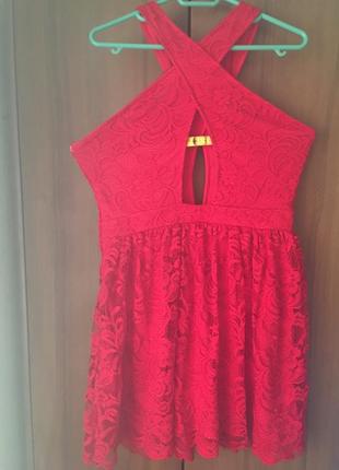 Сукня сарафан червоне гіпюрову2 фото