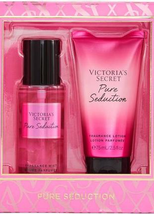 Вікторія сікрет pure seduction  подарунковий набір міст парфумоване молочко лосьйон оригінал1 фото