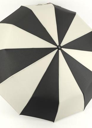 Жіноча парасолька автомат від toprain двокольорова з 12 надійними спицями, антишторм7 фото