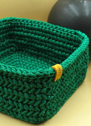 Квадратний в'язаний кошик "паркет"