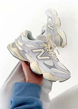 Стильные женские кроссовки new balance 9060 quartz grey beige светло-серые