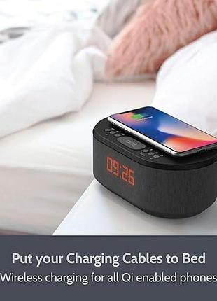 Витрина! радиобудильник с беспроводной зарядкой i-box dawn , fm-радио, bluetooth-колонка, подсветка