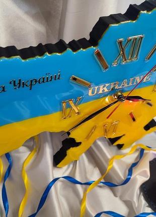 Годинники настінні карта україни. 45*27 см. елегантний подарунок.годинник ручної роботи з епоксидної смоли3 фото