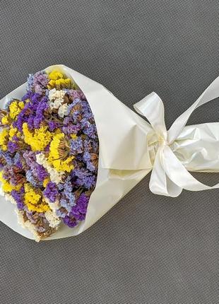 Букет із сухоцвітів, квітковий букет на подарунок, статиця букет9 фото