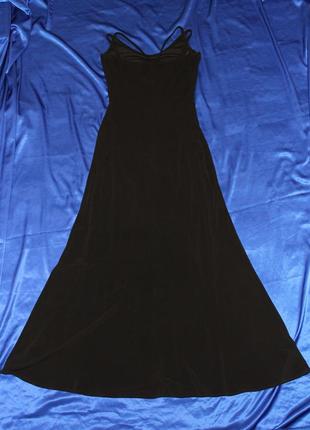 Чёрное классическое длинное макси платье с ручной вышивкой вышиванка сарафан вечернее р. s m l платя7 фото