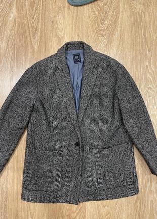 Стильный шерстяной пиджак оверсайз твид елочка 47% wool5 фото