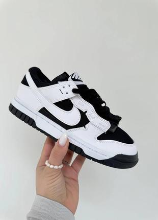 Женские кроссовки черные с белым nike air dunk low jumbo white/balck