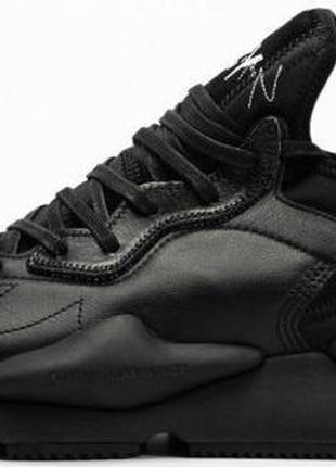 Стильні чоловічі кросівки adidas y3 kaiwa black чорні шкіряні1 фото