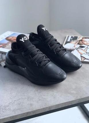 Стильні чоловічі кросівки adidas y3 kaiwa black чорні шкіряні2 фото