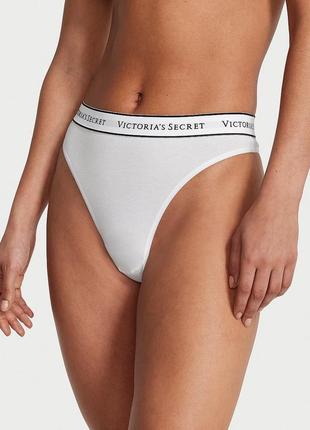 Высокие хлопковые трусики стринги victoria’s secret original1 фото