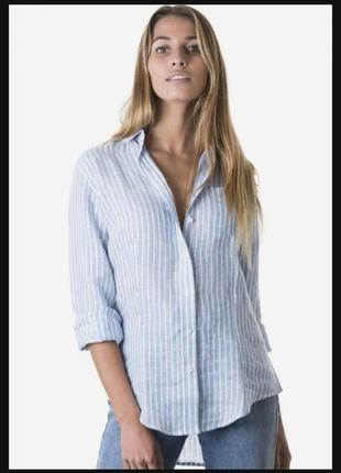 100% lino рубашка в полоску лен классика цельнокроеный рукав италия летучая мышка2 фото