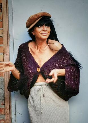 Кардиган вовняної з дірками люрексом в'язаний diesel мохер оверсайз на гудзику