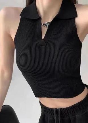 Топ поло черный zara