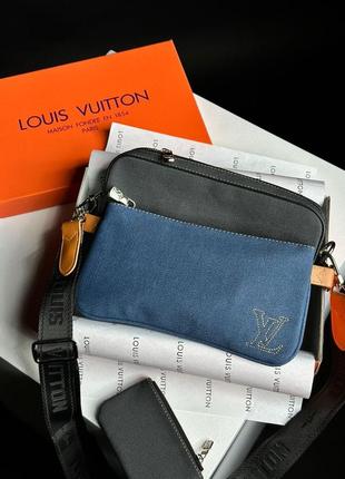 👜 louis vuitton trio messenger blue textile