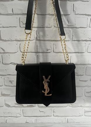 Черная стильная женская сумочка в стиле ysl2 фото
