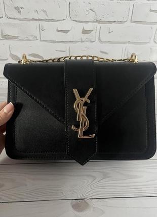 Черная стильная женская сумочка в стиле ysl5 фото
