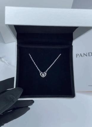 Ожерелье pandora "сияющее сердце и плавающий камень"