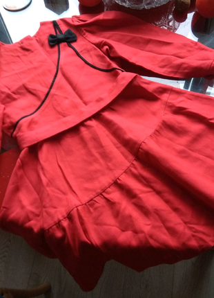 Тепле зимове вовняне червоне плаття дівчинці 7-8л 122-128 см