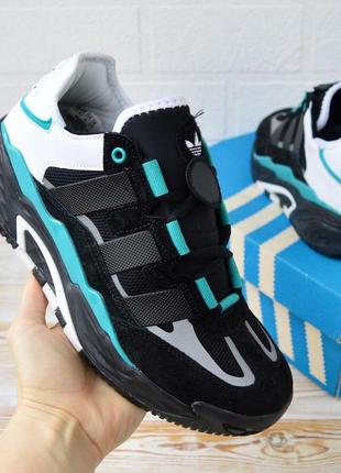 Adidas niteball чорні з бірюзовим, замша  мужские